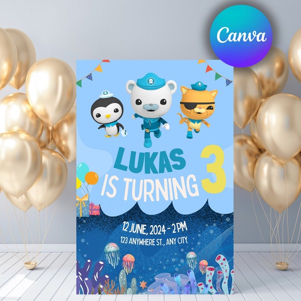 Octonauts Birthday Invitation Boys Editable Printable Canva Template Octonauts Party Invite Digital Ocean Theme Cartoon Sea Life Card Evite