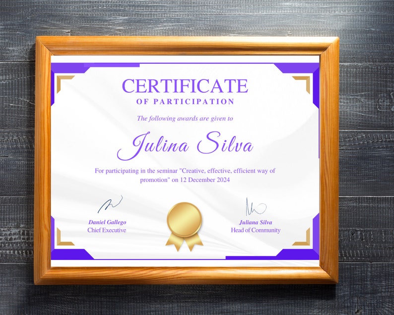 Editable Certificate of Participation, Participation Award Template, DIY Printable Appreciation ...