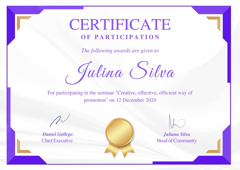 Editable Certificate of Participation, Participation Award Template, DIY Printable Appreciation ...