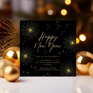 New Year&#39;s Eve Party Invitation Template - New Years Party Invite, Hogmanay Party, New Year&#39;s Card, Editable Digital Template