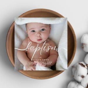 Photo Card Baptism Invitation Template | Printable Invitation Baptism | Christening Invitation Modern