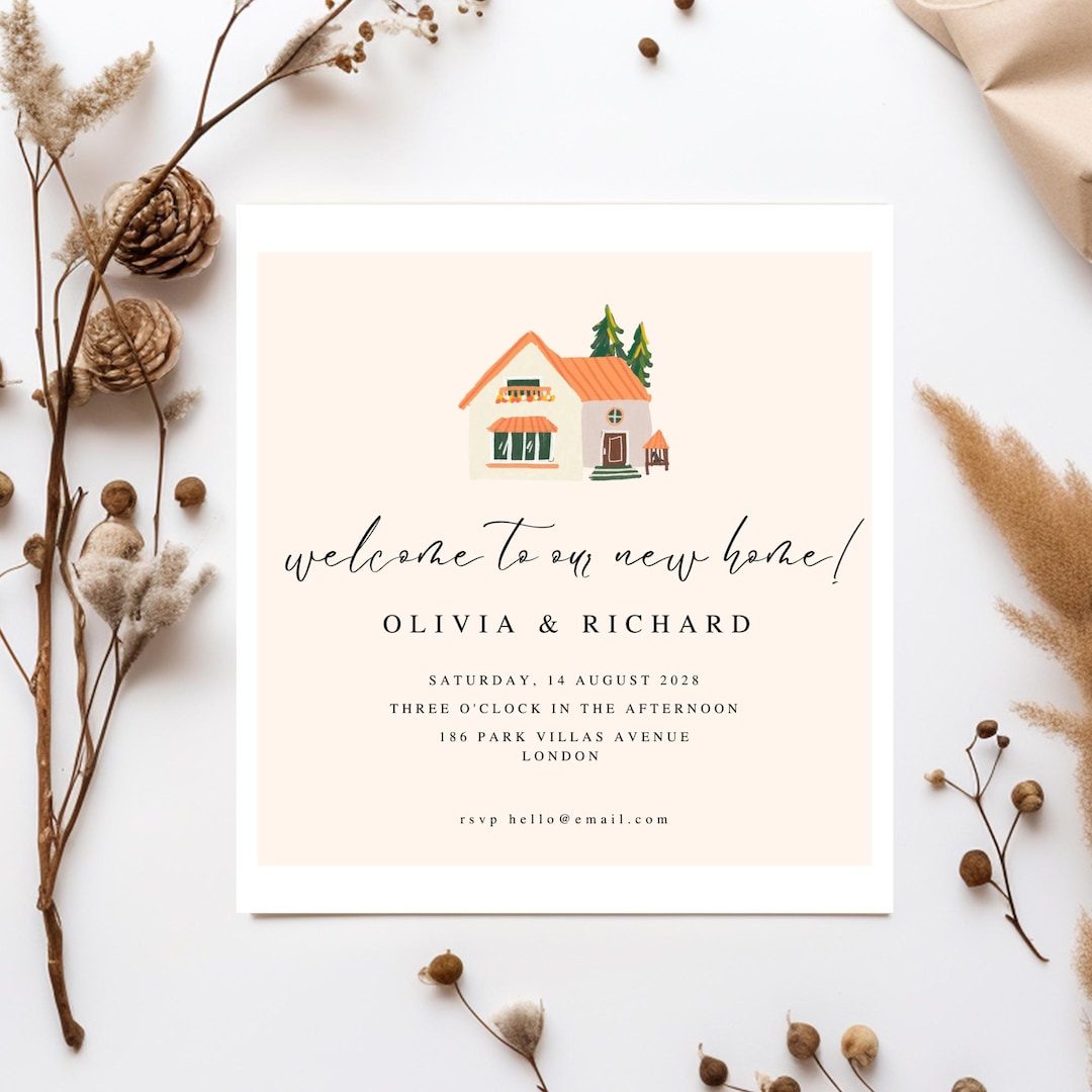 Illustrated Boho New Home House Warming Party Invitation | Editable ...