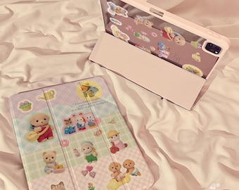 Sylvanian Families iPad Case - Pastel Gingham Cover for Apple iPad