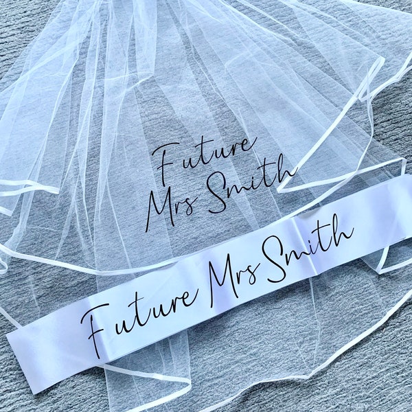 Personalised Hen Party Veil and Sash - Bride to Be