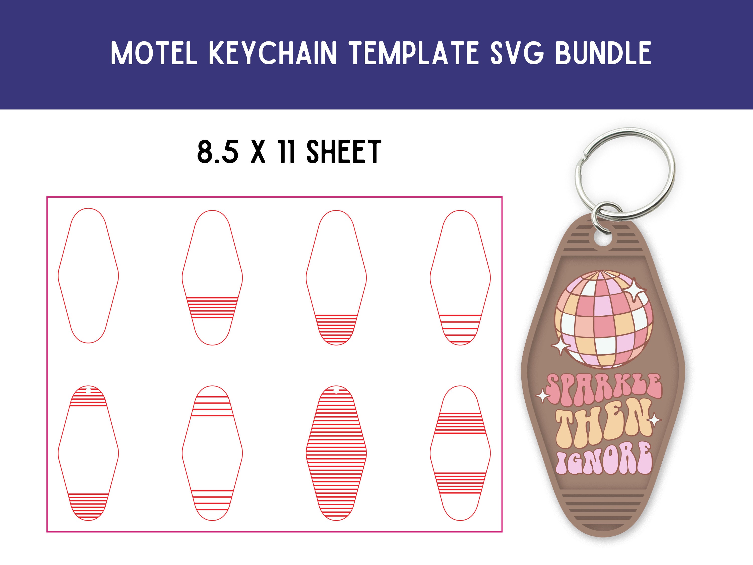 Motel Keychain Template SVG Bundle, Hotel Keychain Laser Cut Files ...