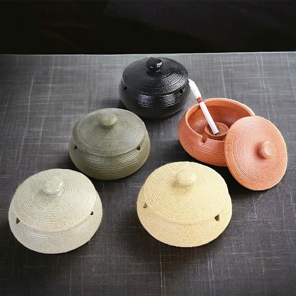 Ceramic Ashtray with Lid Creative Kiln Change Glaze Decorative Desktop Ashtrays Living Room