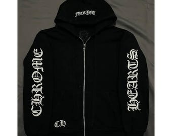 Black Gothic Zip-up Hoodie – Streetwear Style Hoodie With