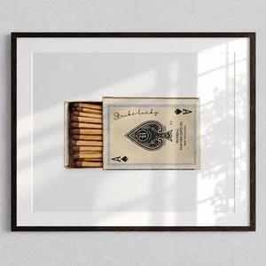 Strike Lucky Ace of Spades Retro Matchbox Print, Wall Art,  Bar Cart Art, Gift Idea, Anniversary Gift, Unique Vintage, Digital Download