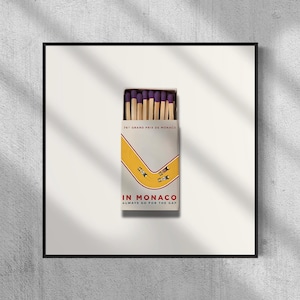 Arte de pared Matchbox del 74.º Gran Premio de Fórmula 1 de Mónaco. Impresión original de inspiración vintage, póster de F1, siempre busca el hueco.