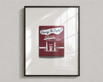 Route 66 Gas Station Print, Vintage Americana, Road Trip, Retro Wall Art, Digital Print