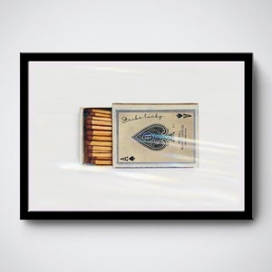 Strike Lucky Ace of Spades Retro Matchbox Print | wall art, digital download, bar cart art, gift idea, anniversary gift, unique vintage,