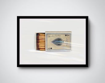 Strike Lucky Ace of Spades Retro Matchbox Print | wall art, digital download, bar cart art, gift idea, anniversary gift, unique vintage,