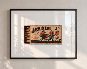 Vintage Halloween Wall Art, Spooky Pumpkin Print, Retro Halloween Decor, Halloween Printable, Vintage Matchbox Art, Digital Download
