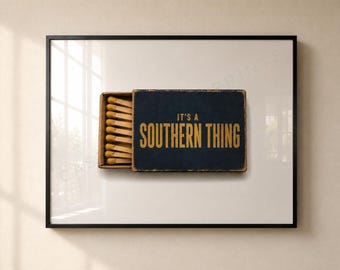 Vintage Matchbox Print, Southern Americana Wall Art, Bar Cart Decor, Retro Poster, Digital Download
