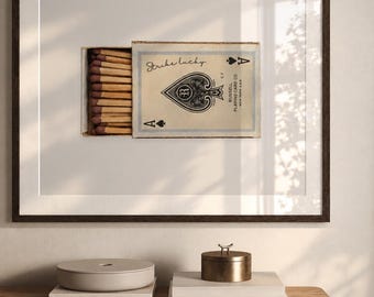 Vintage Strike Lucky Ace of Spades Matchbox Print, Wall Art,  Bar Cart Art, Gift Idea, Anniversary Gift, Unique Vintage