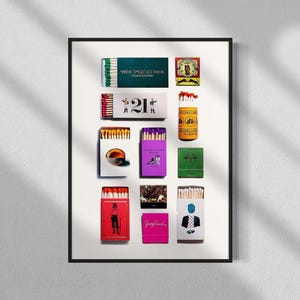 New York Authentic Restaurant Bar Matchbox Matchbook, retro muurkunst print barwagen kunst cadeau