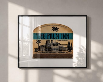 Vintage Motel Matchbook Print, Retro Mid Century Wall Art, Palm Springs Poster, Digital Download