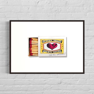 Broken Heart Retro Matchbox | zadzwoń do mnie, miłość do sztuki ściennej, pobieranie cyfrowe, pomysł na prezent, unikalny vintage, plakat na wózek barowy