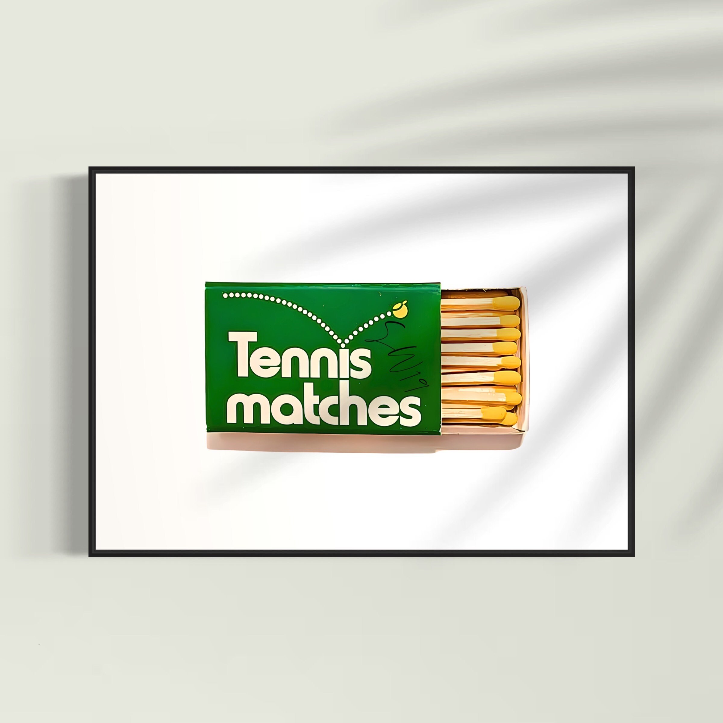 Tennis Matches Vintage Matchbox Wall Art | Wimbledon poster, gift for tennis lover, unique London wall art, digital download, bar cart art