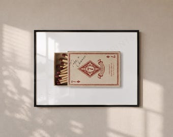 Matchbox Wall Art, Vintage Playing Card Print, Casino Gallery Decor, Digital Download