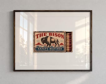 Bison Wall Art, Yellowstone National Park Print, Vintage Western Decor, Rustic American Buffalo Artwork, Digital Download