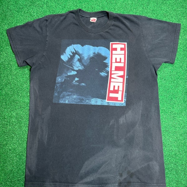 Vintage 90s Helmet Meantime RARE FADED Metal Hard Rock T Shirt