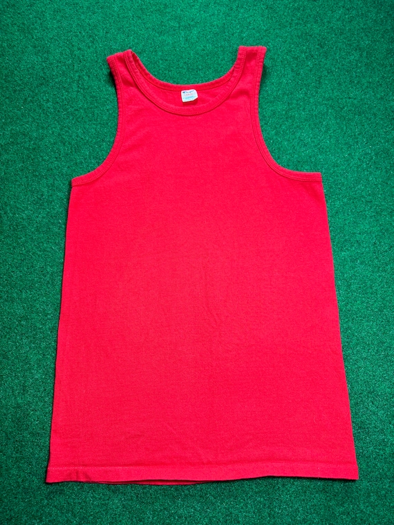 VIntage 80s Champion Mens Large Red Tank Top Muscl