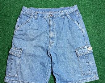 Vintage Y2K Wrangler Jorts Hombres 36 Baggy Denim Cargo Shorts