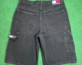 Vintage Y2K Tommy Hilfiger Ultra Bag Herren 36 Schwarz Denim Shorts