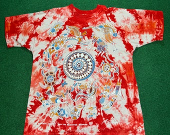 Vintage RARE 90s Australia Art Large T Shirt Aboriginal  All Over Print Hunter Dream