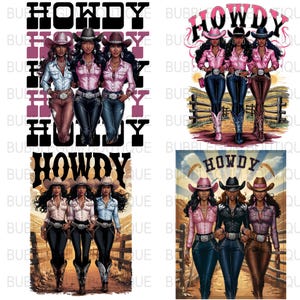 Howdy Melanin Cowgirl Art: African American PNG Set (Digital Download)