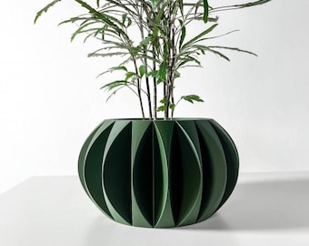 The Keri Green Plant Pot with Drainage and stand : Unique Home Decor, planter , 3D printed, gift
