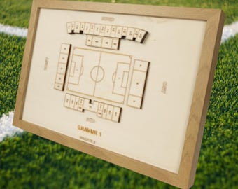 Saarbrücken wooden block plan, football league, club, football, fan merchandise, arena, individual, personal gift