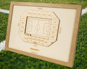 Wiesbaden Wooden Block Plan, Football League, Club, Football, Fan Merchandise, Arena, Individual, Personal Gift