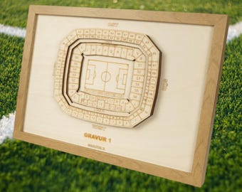 Schalke Wooden Block Plan, Football League, Club, Football, Fan Merchandise, Arena, Individual, Personal Gift