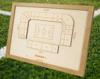 Berlin (Union) Wooden Block Plan, Football League, Club, Football, Fan Merchandise, Arena, Individual, Personal Gift, Wall Decoration