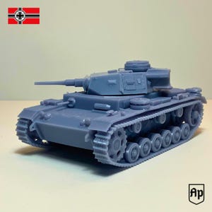 Pz Kpfw III J Panzer 3 Pz KwK 38 WW2 German Medium Tank 1/100 1/72 1/56 scale Miniature Tabletop Wargaming Historical Vehicle 3D Resin Print