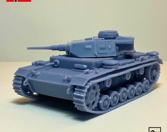 Pz Kpfw III J Panzer 3 Pz KwK 38 WW2 German Medium Tank 1/100 1/72 1/56 scale Miniature Tabletop Wargaming Historical Vehicle 3D Resin Print