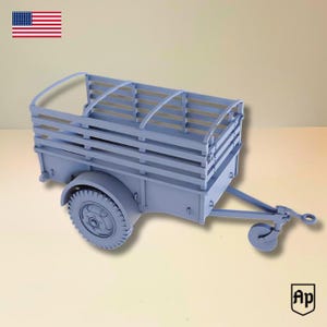 Ben Hur 1-Ton Trailer Supplies the American Army WW2 28 mm 20 mm 15 mm Bolt Action Tabletop Wargaming Historical Warlord Vehicle 3D Printed