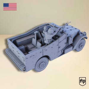 M3A1 Scout Car & Crew American Armored Car Lend-Lease WW2 28 mm 20 mm 15 mm Bolt Action Tabletop Wargaming Historical Warlord Vehicle 3D