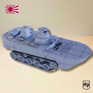 Type 2 Ka-Mi Amphibious Japanese Light Tank of WW2 28 mm 20 mm 15 mm Bolt Action Tabletop Wargaming Historical Warlord Vehicle Printed