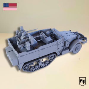M16 Quad HMG Halftrack & Crew Autopropulsionado Antiaéreo WW2 28 mm 20 mm 15 mm Ação de ferrolho Mesa Wargaming Veículo Warlord Histórico 3D