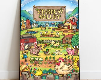 Stardew Valley Poster, Wall Art & Home Decor, Farming Simulation Video Game Poster Gift