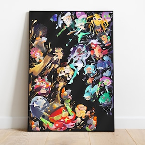 Splatoon Poster, Wandkunst & Wohnkultur, Bunt Ink Shoot Videospiel Poster Geschenk
