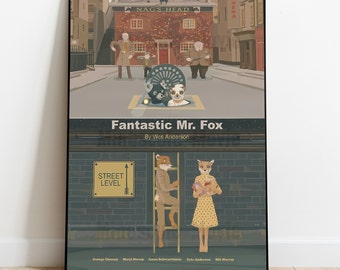 Póster de El Fantástico Sr. Fox, arte mural y decoración del hogar, póster de película animada en stop-motion para regalo