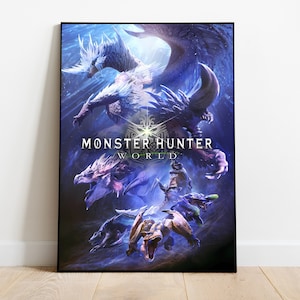 Monster Hunter World Poster, Wall Art & Home Decor, Action RPG Video Game Poster Gift