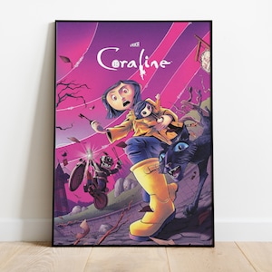 Póster de Coraline, arte de pared y decoración del hogar, regalo de póster de película animada de fantasía oscura