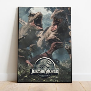 Jurassic World Poster, Wall Art & Home Decor, Dinosaur Adventure Movie Poster Gift