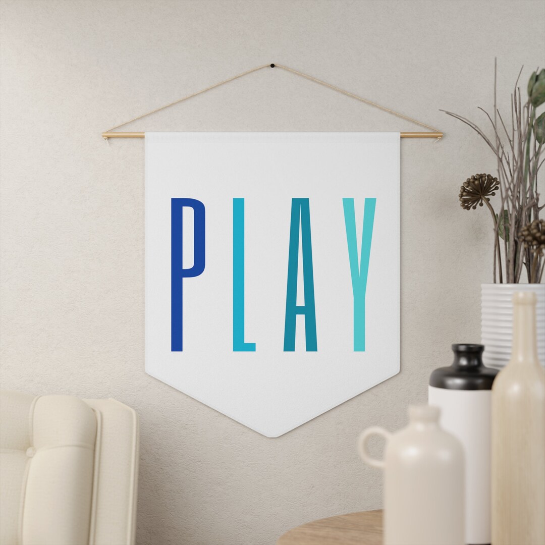 XYDEG Let's Play Canvas Banner – Nursery & Playroom Wall Decor, 15x11 Inch, Beige Hanging Pennant