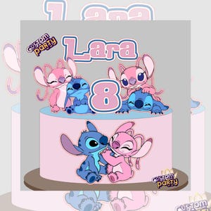 Stitch and Angel cake topper
